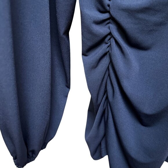 JM Collection Womens Top Plus Size 3X  Blue Ruched Stretch Tunic Zipper Neck NWT - Picture 7 of 9